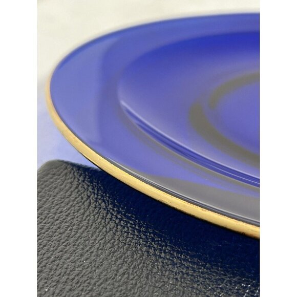 Bormioli Rocco Round Assiette PLATE Platter 10” Sapphire Gold Cobalt Blue Glass - Picture 9 of 9
